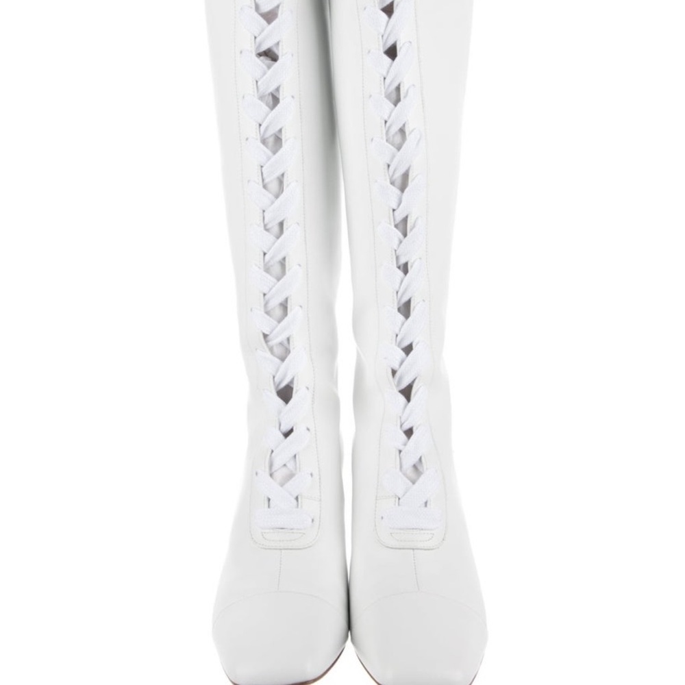 Dior White Lace-Up Women's Boots